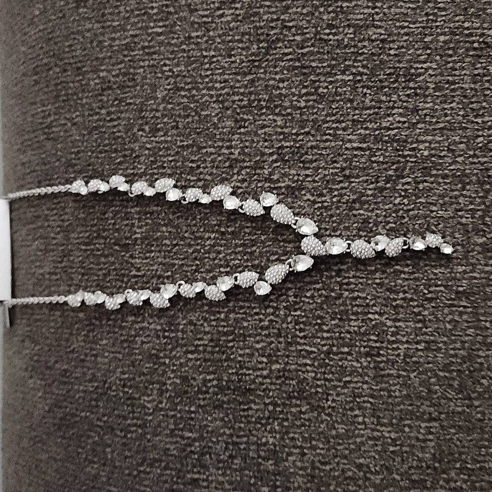 INC Silver-Tone Crystal Teardrop Lariat Necklace